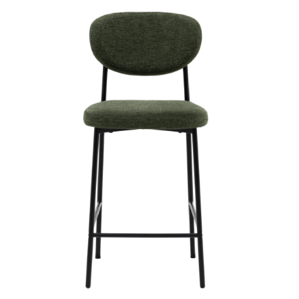 Olney Green Fabric Bar Stools With Metal Frame In Pair