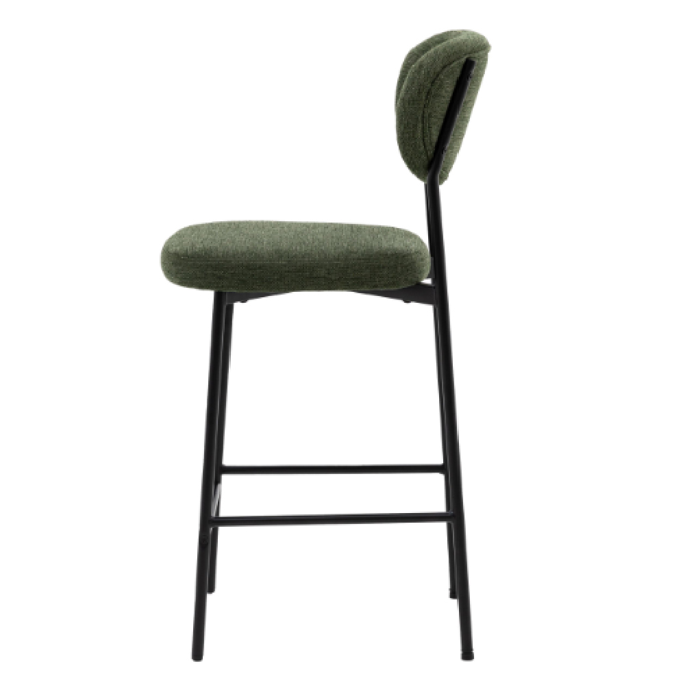 Olney Green Fabric Bar Stools With Metal Frame In Pair