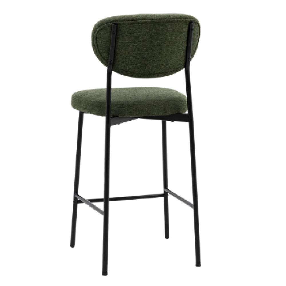 Olney Green Fabric Bar Stools With Metal Frame In Pair