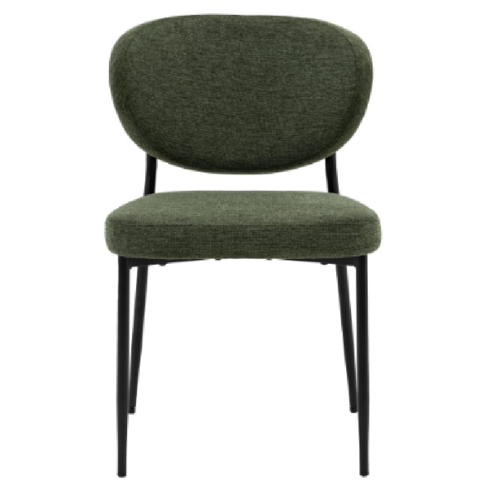 Olney Green Fabric Dining Chairs With Metal Frame In Pair