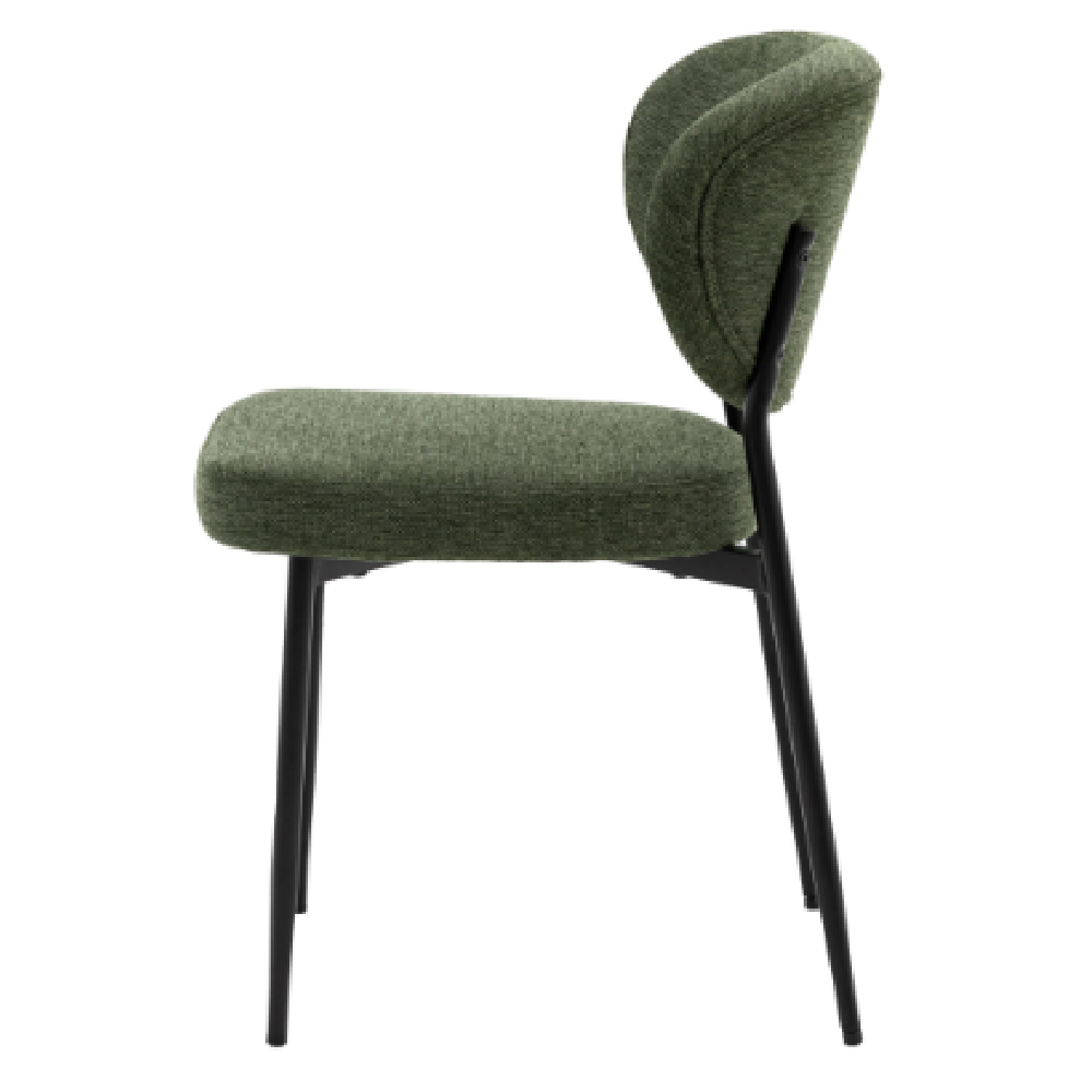 Olney Green Fabric Dining Chairs With Metal Frame In Pair