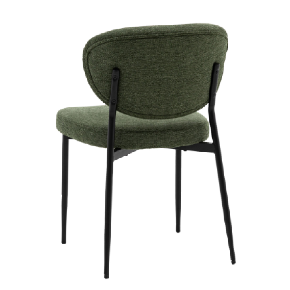 Olney Green Fabric Dining Chairs With Metal Frame In Pair