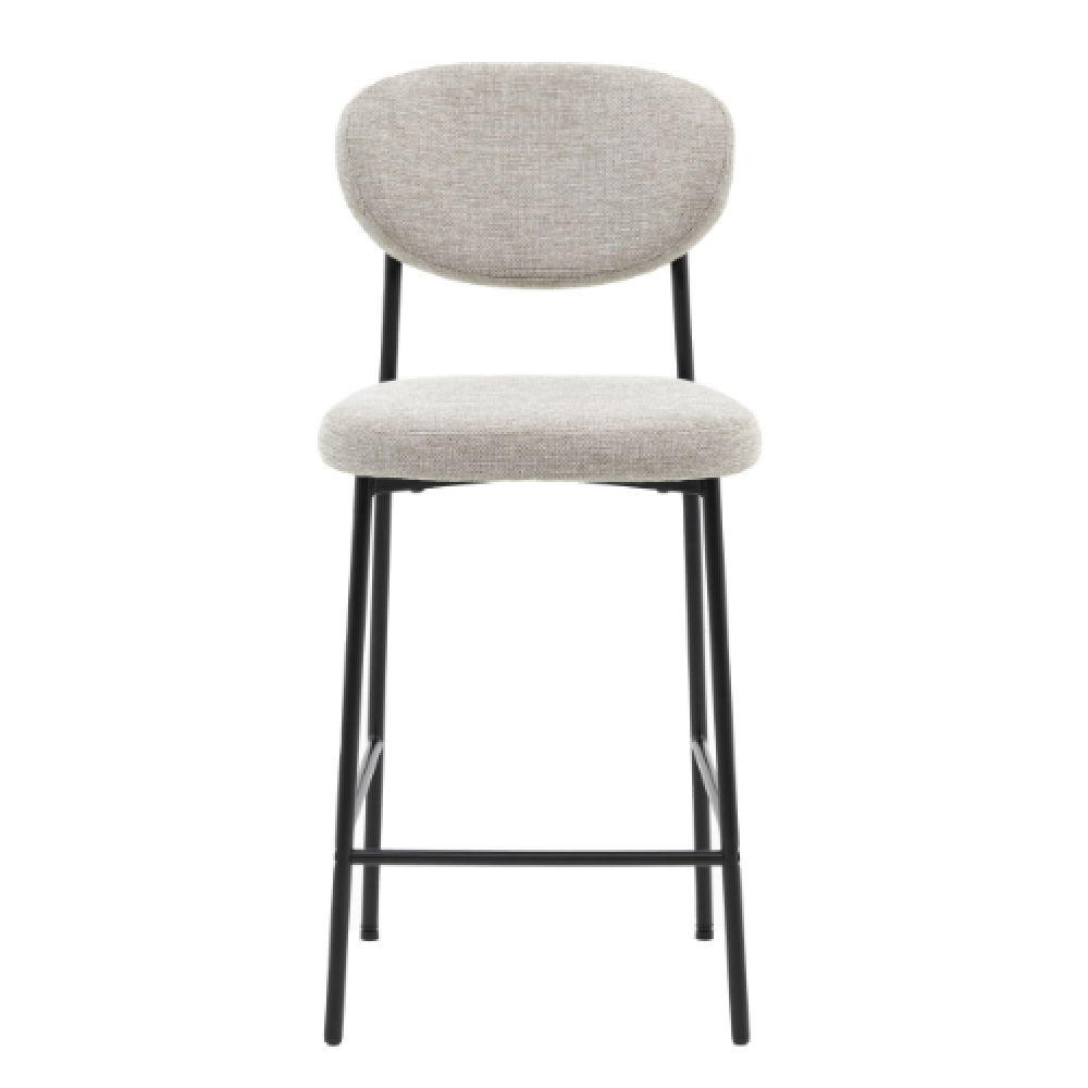 Olney Natural Fabric Bar Stools With Metal Frame In Pair