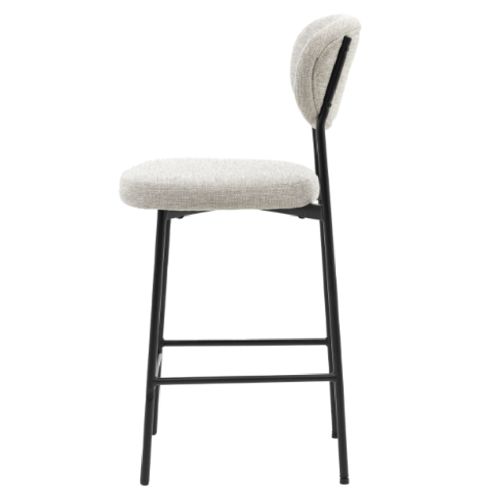 Olney Natural Fabric Bar Stools With Metal Frame In Pair