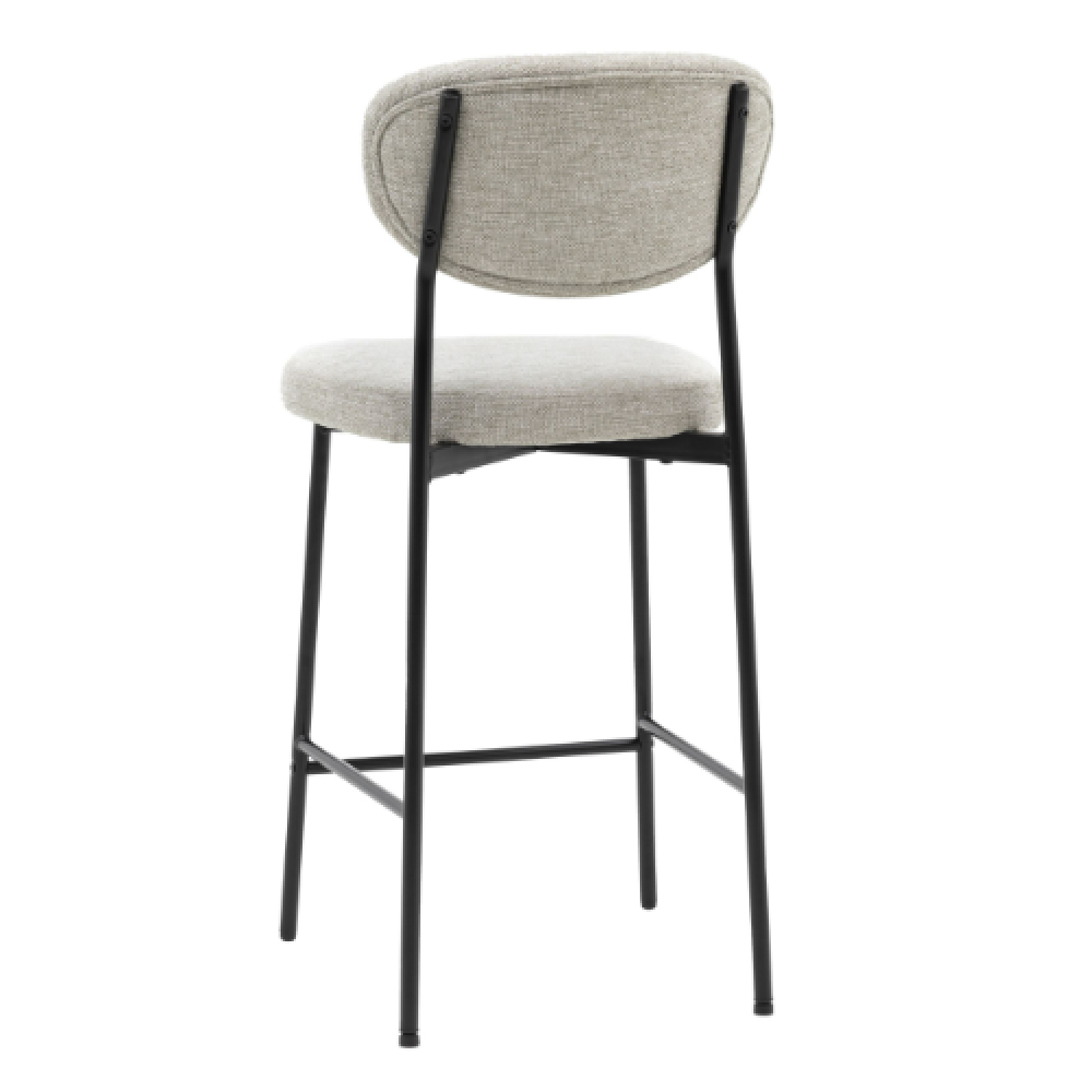 Olney Natural Fabric Bar Stools With Metal Frame In Pair