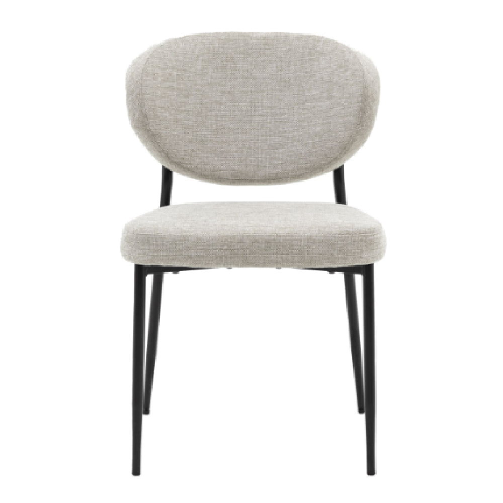 Olney Natural Fabric Dining Chairs With Metal Frame In Pair
