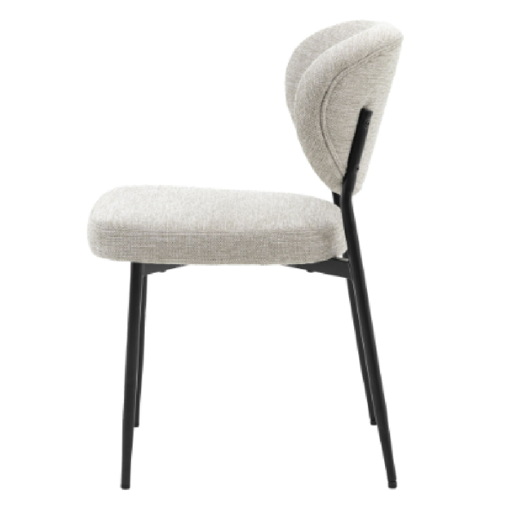 Olney Natural Fabric Dining Chairs With Metal Frame In Pair