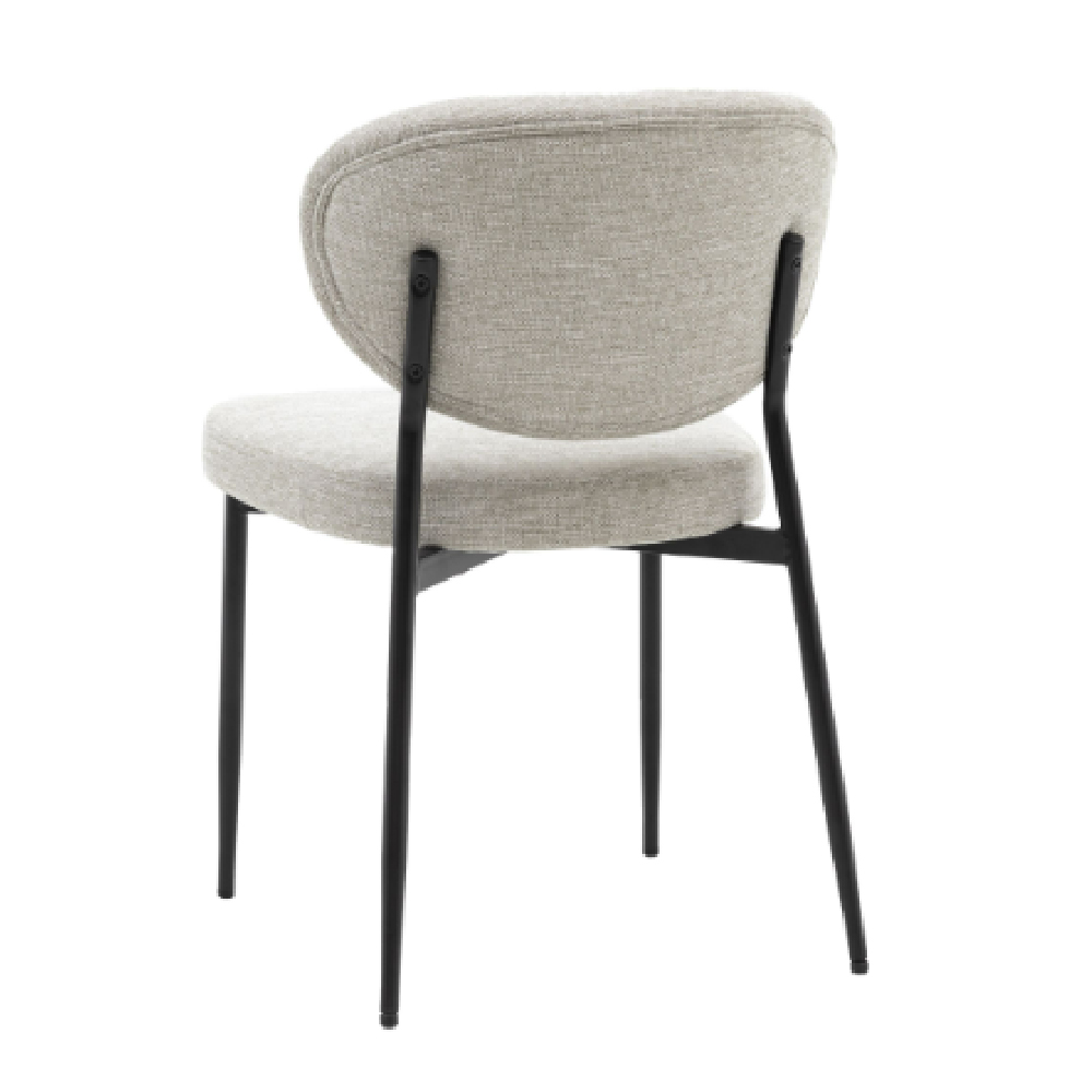 Olney Natural Fabric Dining Chairs With Metal Frame In Pair