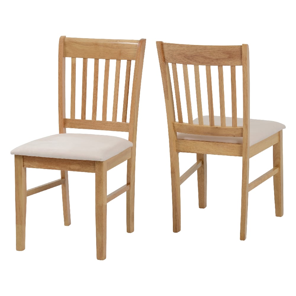 Read more about Olney oak wooden dining chairs with mink fabric seat in pair