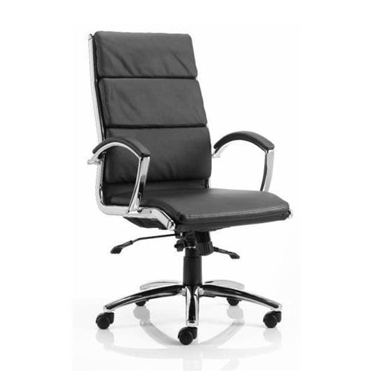 Read more about Olney bonded leather office chair in black with arms high back