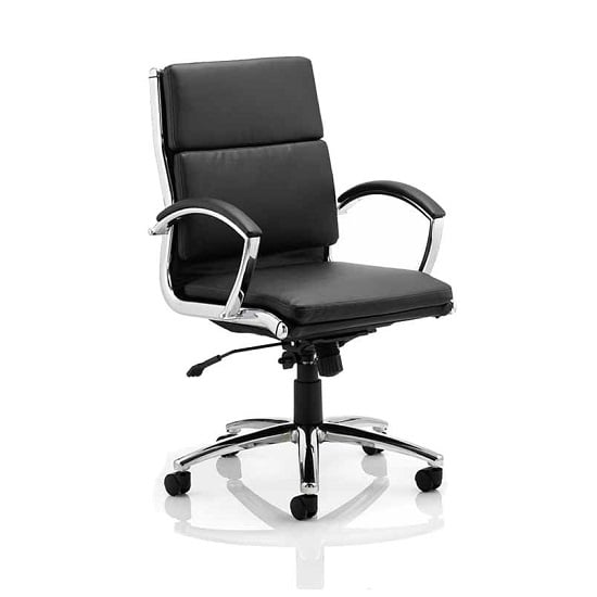 Olney Bonded Leather Office Chair In Black With Medium Back