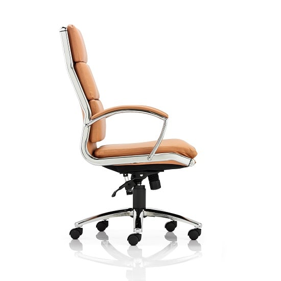 Olney Bonded Leather Office Chair In Tan With Arms High Back_2