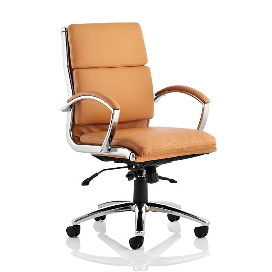 Product photograph of Olney Bonded Leather Office Chair In Tan With Medium Back from Furniture in Fashion