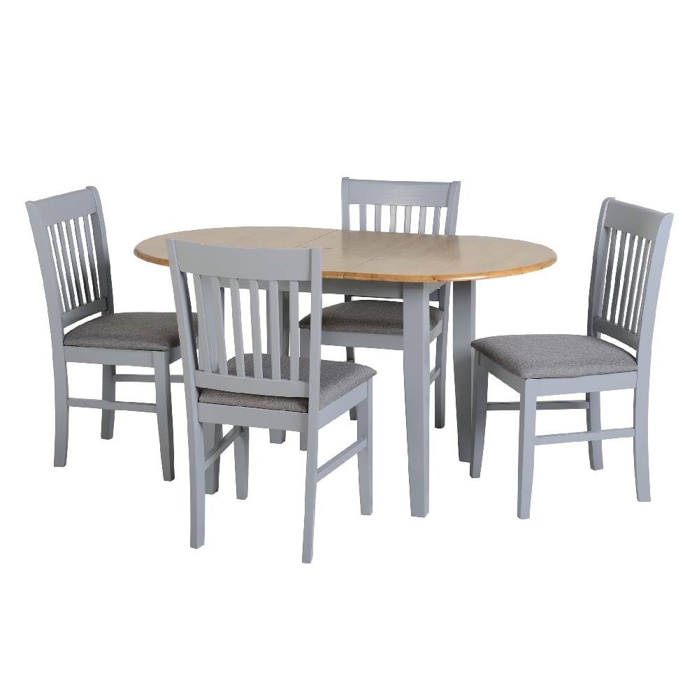 Read more about Olney wooden extending dining table with 4 grey chairs