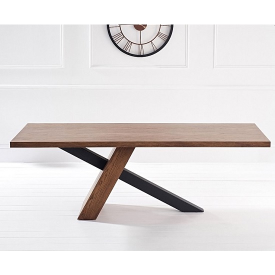 Olsen 225cm Wooden Dining Table In Dark Oak And Black FiF