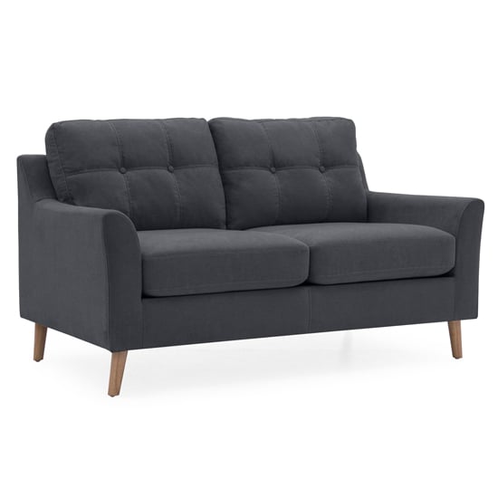 Olton Fabric 2 Seater Sofa With Wooden Legs In Charcoal_1