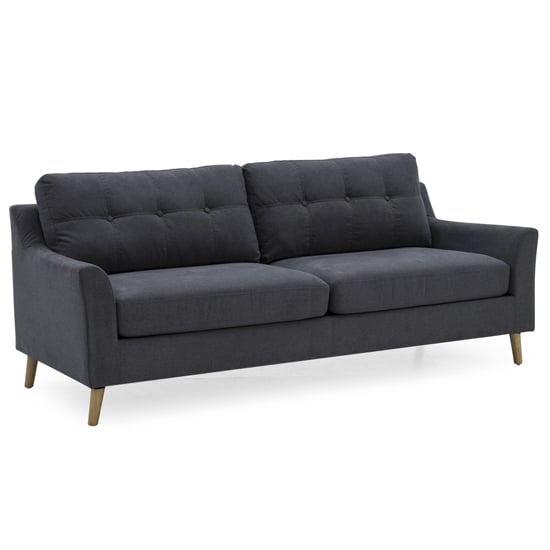 Olton Fabric 3 Seater Sofa With Wooden Legs In Charcoal_1