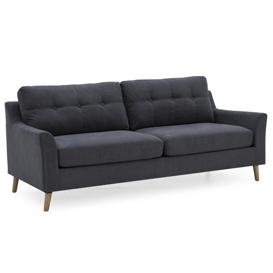 Photo of Olton fabric 3 seater sofa with wooden legs in charcoal