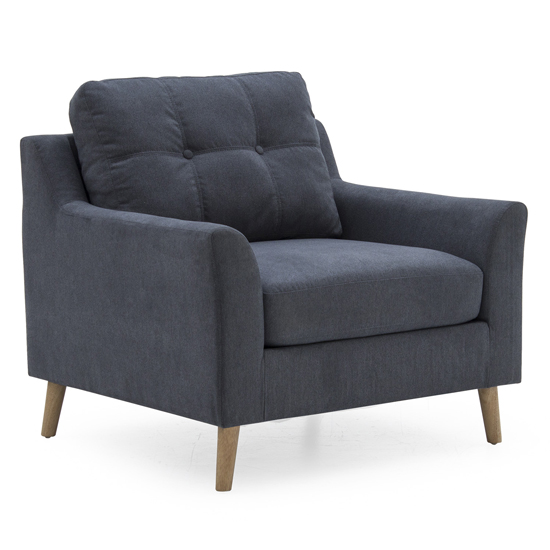 Photo of Olton fabric armchair with wooden legs in charcoal