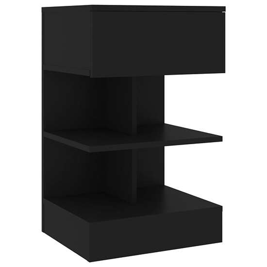 Oluina Wooden Bedside Cabinet With 1 Drawer In Black