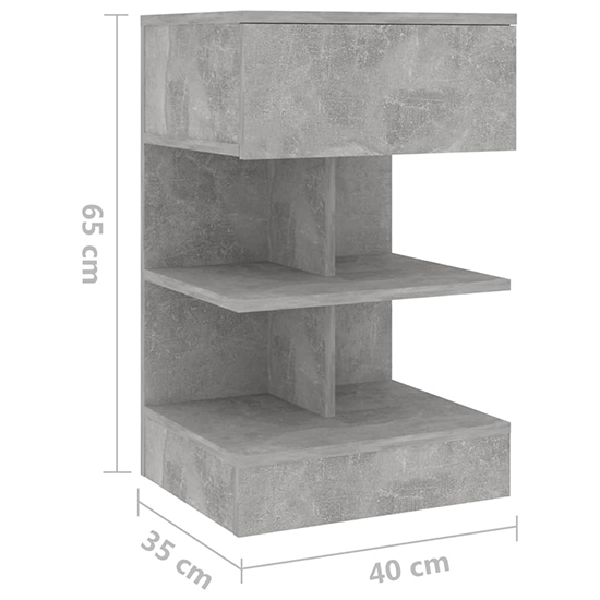 Oluina Wooden Bedside Cabinet With 1 Drawer In Concrete Effect