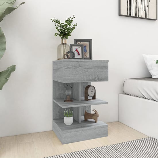 Product photograph of Oluina Wooden Bedside Cabinet With 1 Drawer In Grey Sonoma Oak from Furniture in Fashion