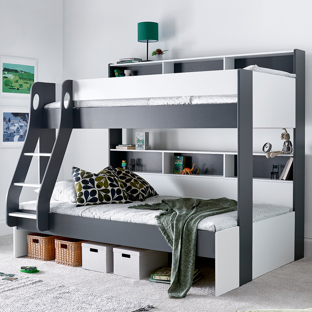 Olympia Wooden Triple Sleeper Bunk Bed In Grey And White
