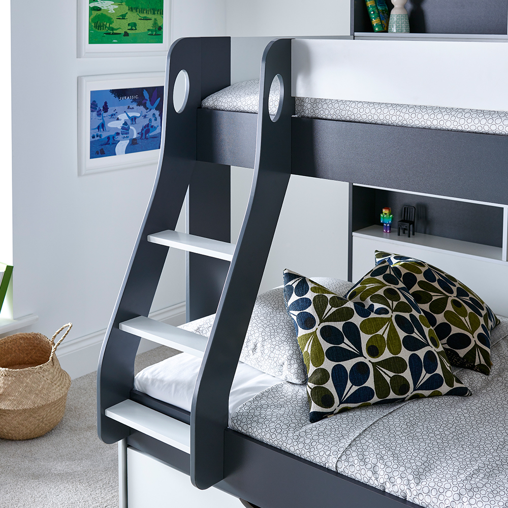Olympia Wooden Triple Sleeper Bunk Bed In Grey And White