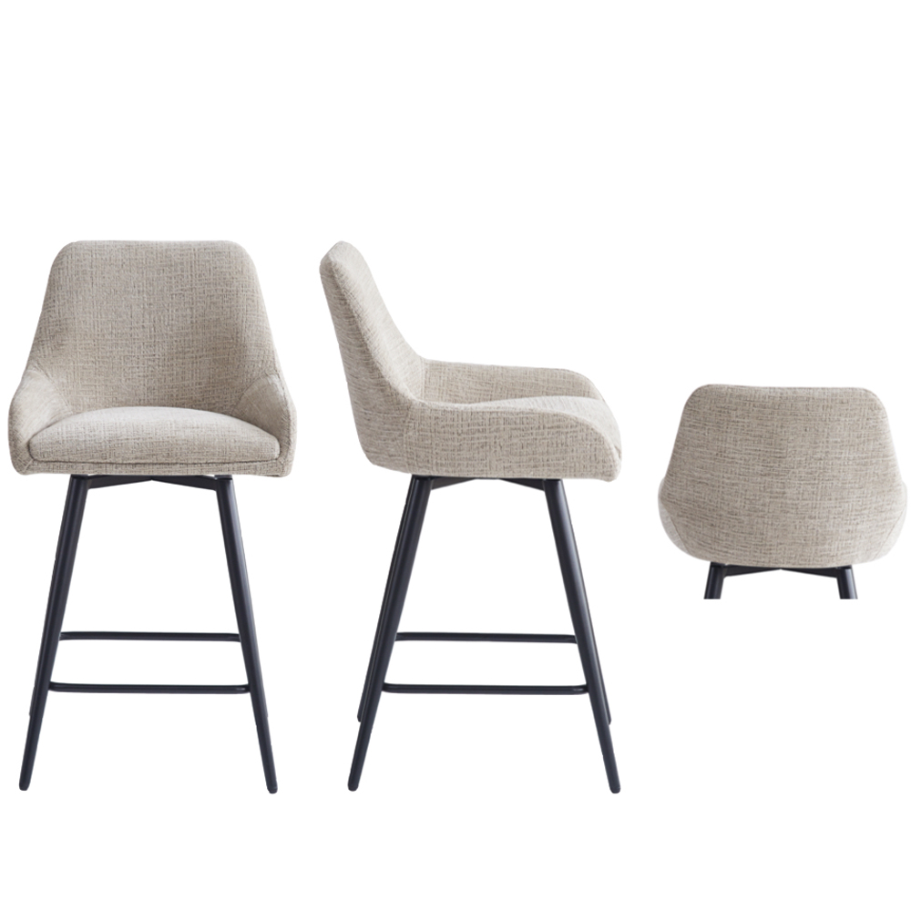 Omaha Biscuit Fabric Bar Chairs In Pair