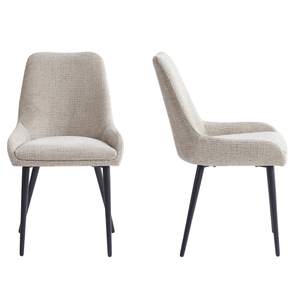 Omaha Biscuit Fabric Dining Chairs In Pair
