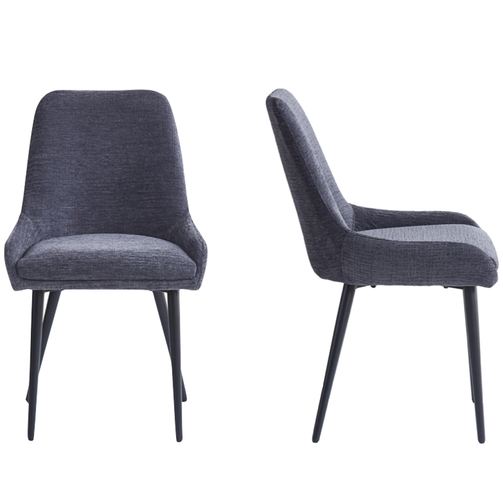 Omaha Graphite Grey Fabric Dining Chairs In Pair