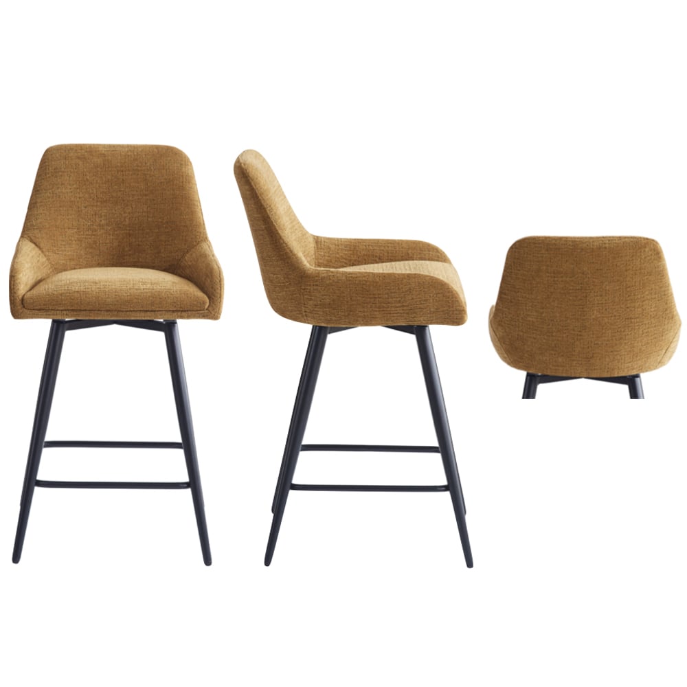 Omaha Mustard Fabric Bar Chairs In Pair