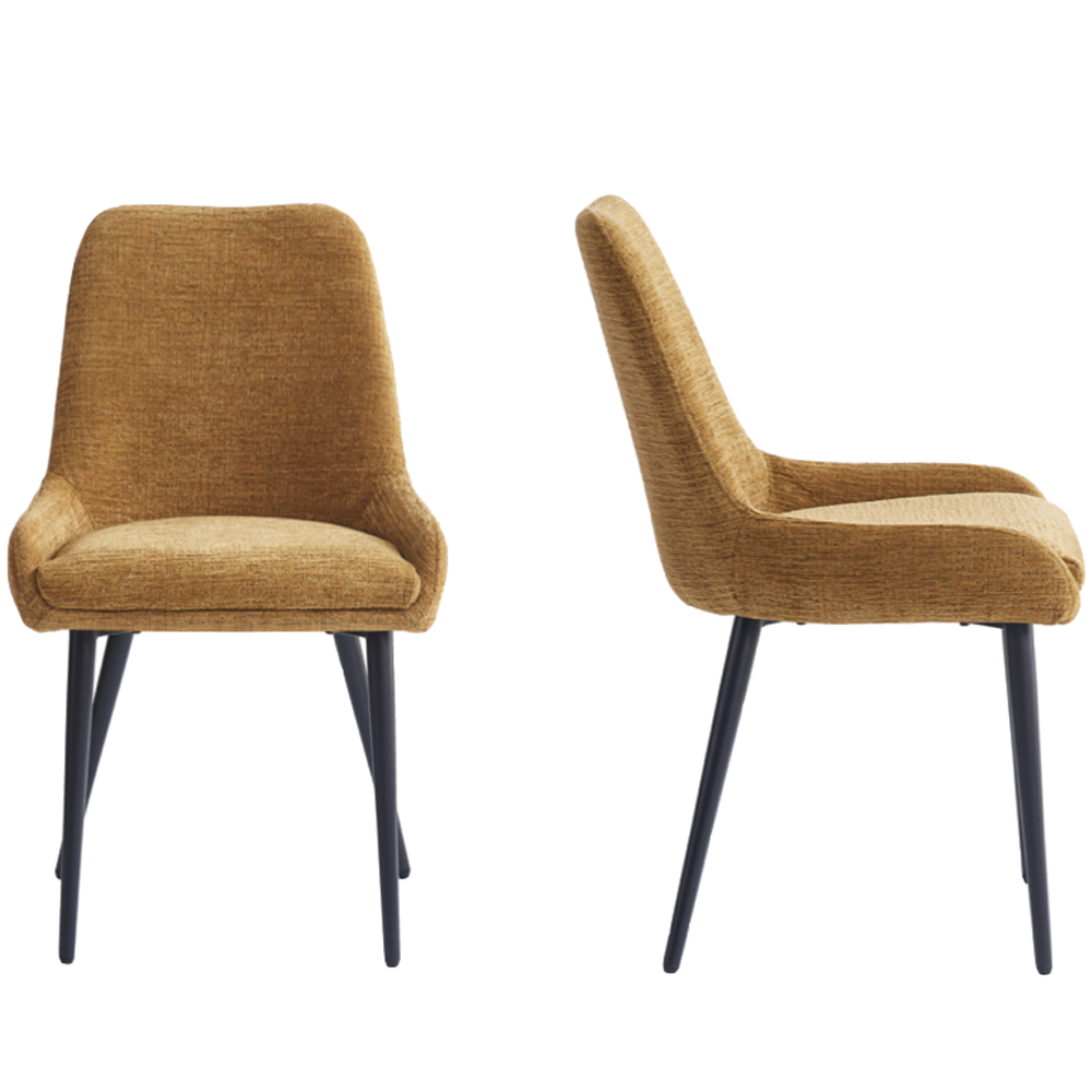 Omaha Mustard Fabric Dining Chairs In Pair