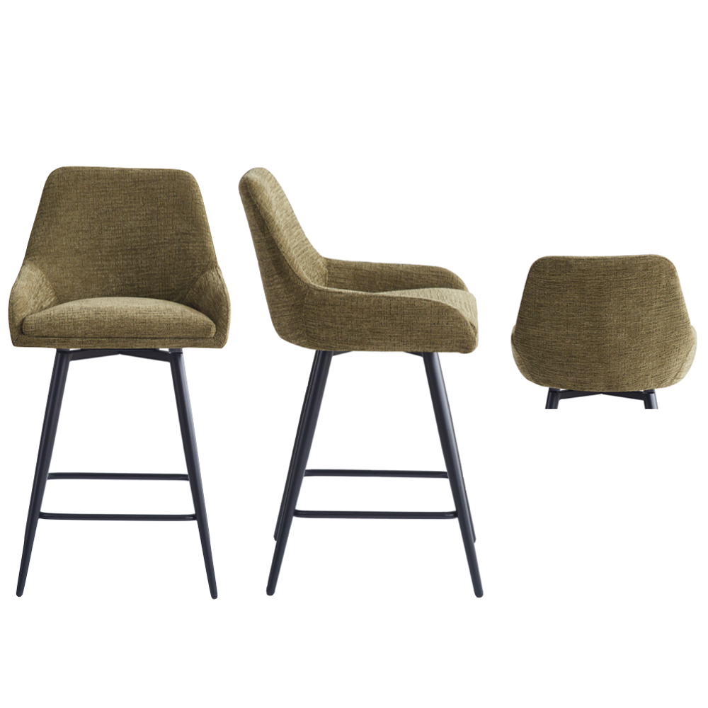 Omaha Olive Green Fabric Bar Chairs In Pair