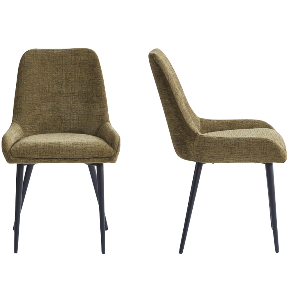 Omaha Olive Green Fabric Dining Chairs In Pair