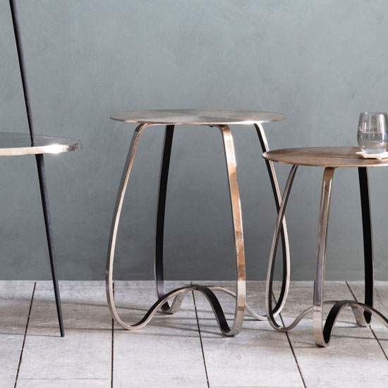 Omar Metal Side Table In Silver Furniture in Fashion