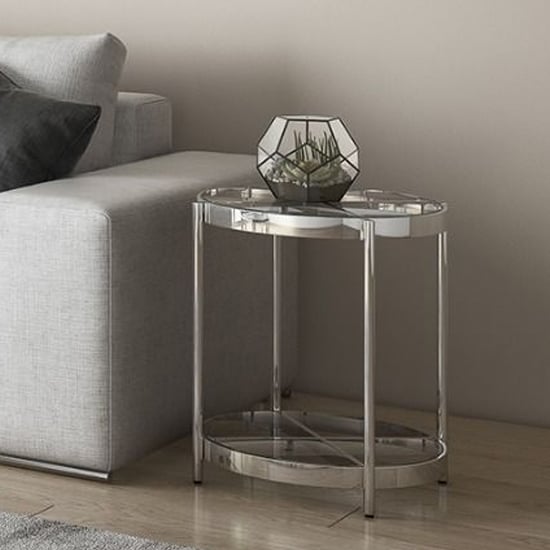 Ongar Glass Side Table With Stainless Steel Base