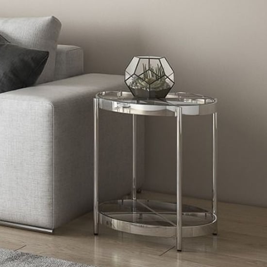 Photo of Ongar glass side table with stainless steel base