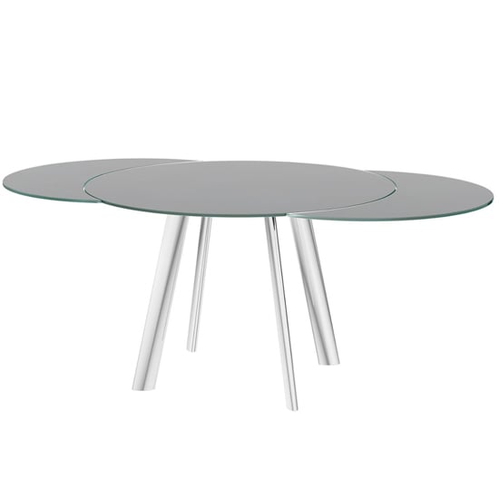 Photo of Osterley swivel extending grey glass dining table