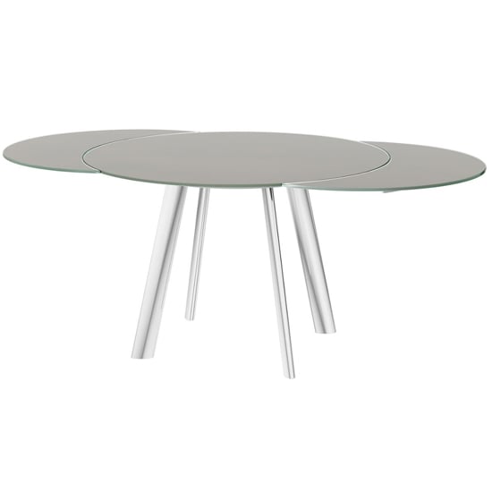 Photo of Osterley swivel extending taupe glass dining table