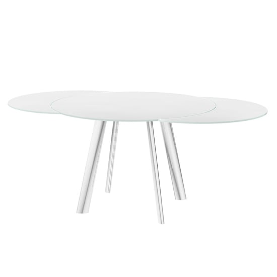 Photo of Osterley swivel extending white glass dining table