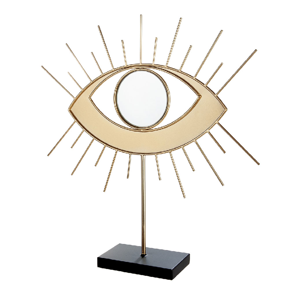 Omrano Metal Decorative Eye Sculpture in Gold and Black