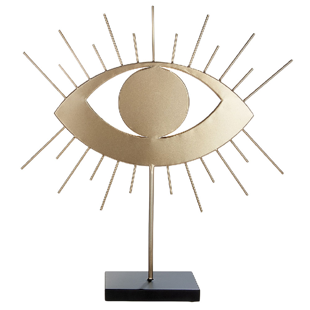 Omrano Metal Decorative Eye Sculpture in Gold and Black