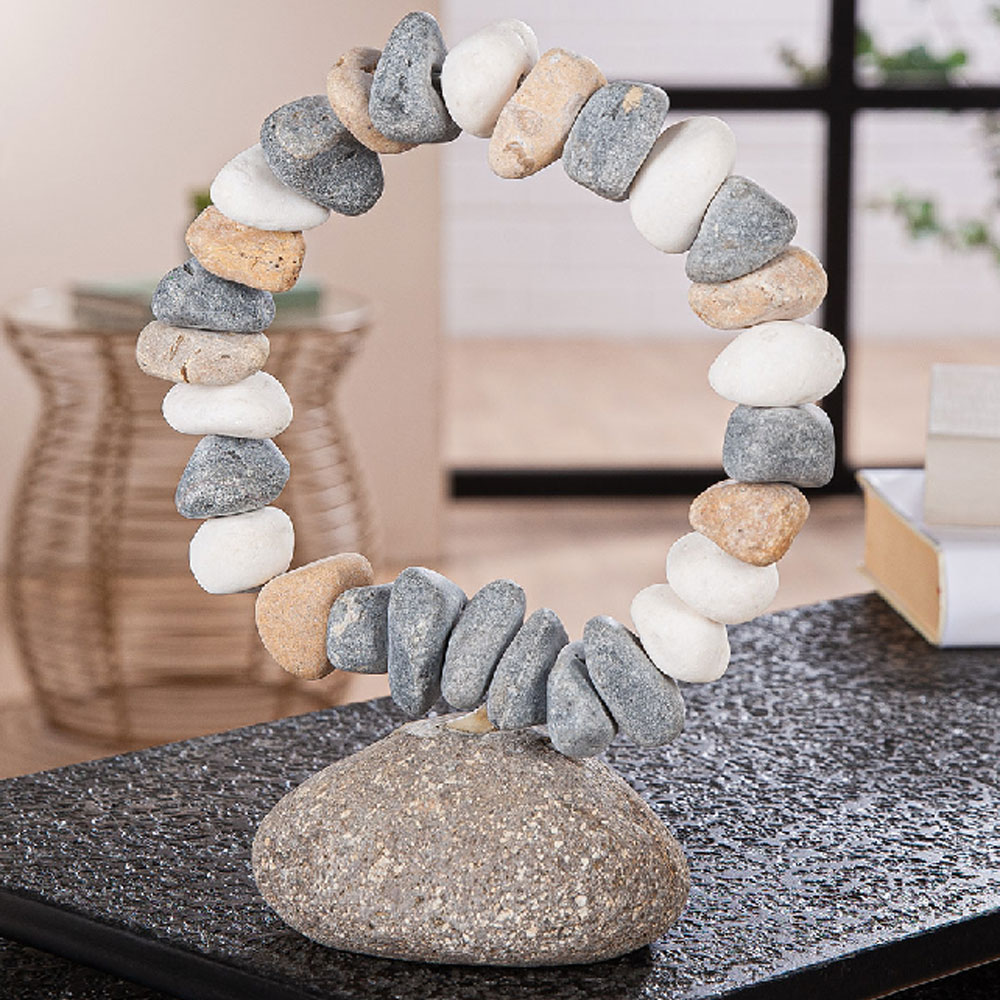 Omrano Stone Decorative Round Sculpture in Natural