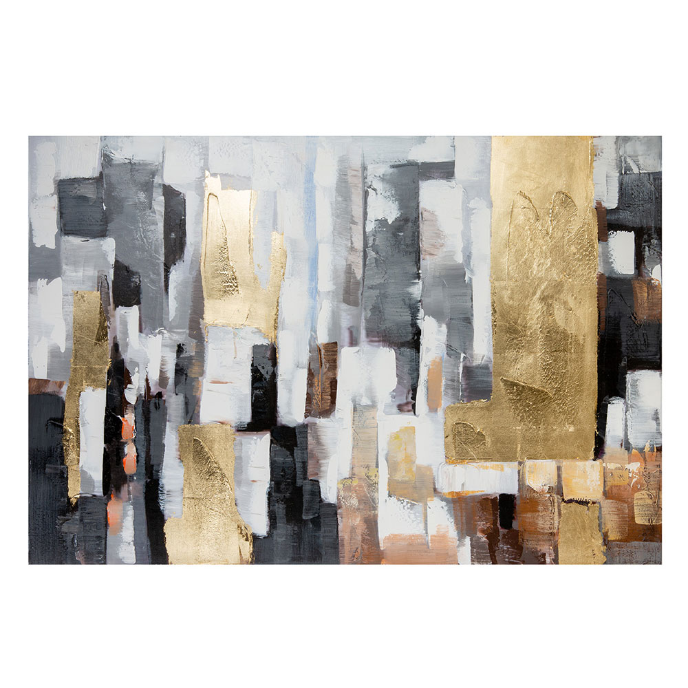 Omvara Canvas Abstract Gold Foil Wall Art in Multicolour