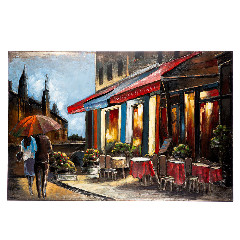 Omvara Metal Cafe House Wall Art in Multicolour