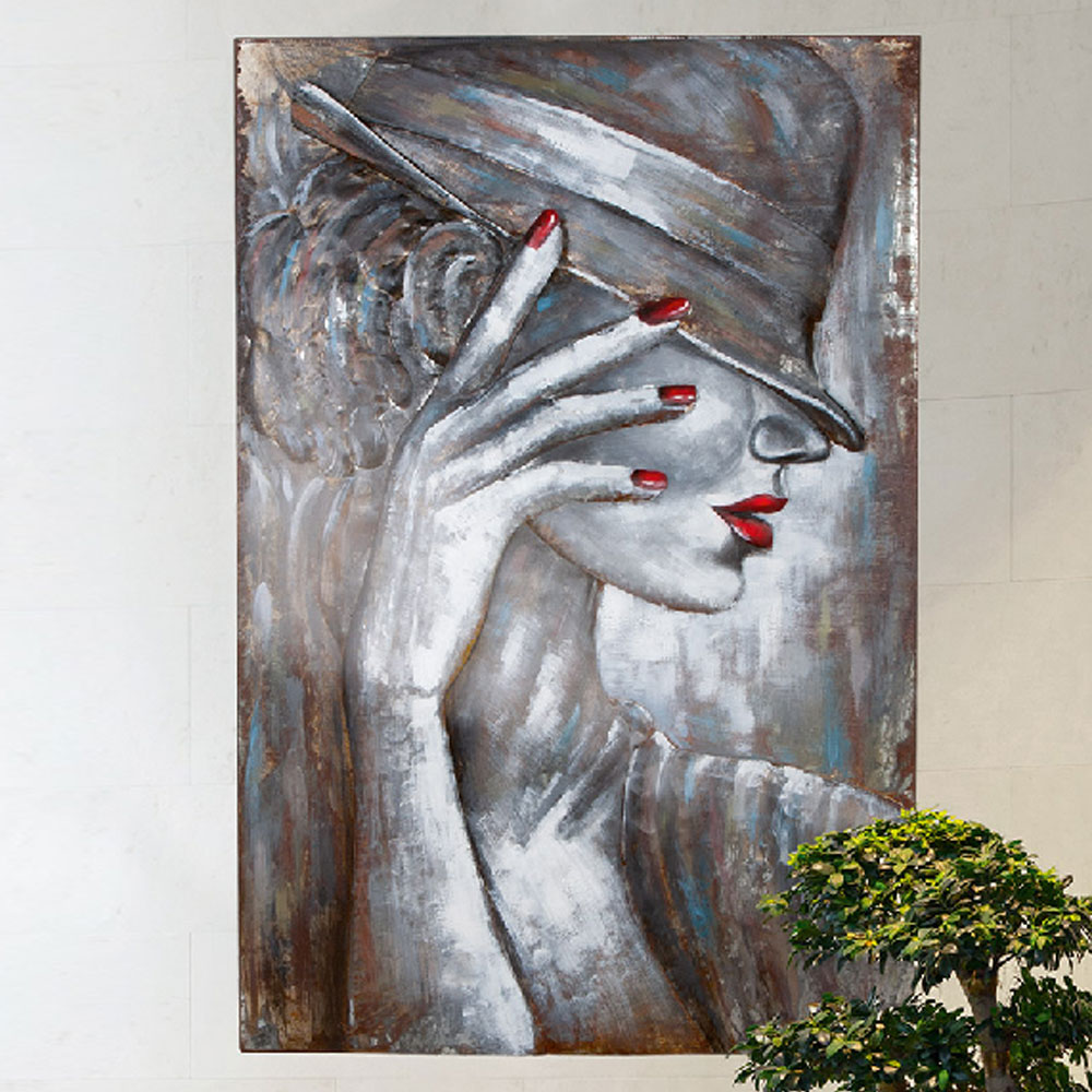 Omvara Metal Lady in the Shadow Wall Art in Brown and White