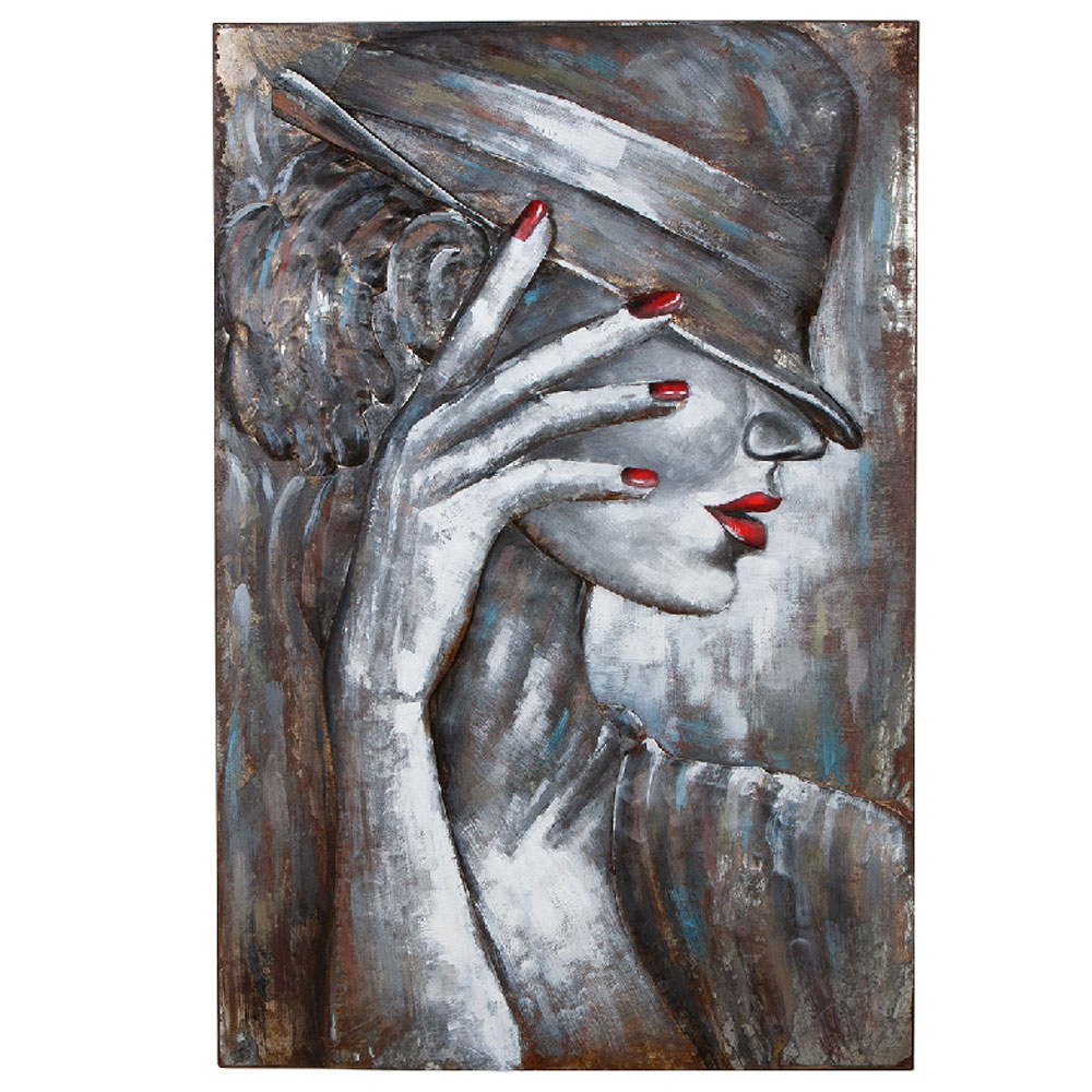 Omvara Metal Lady in the Shadow Wall Art in Brown and White
