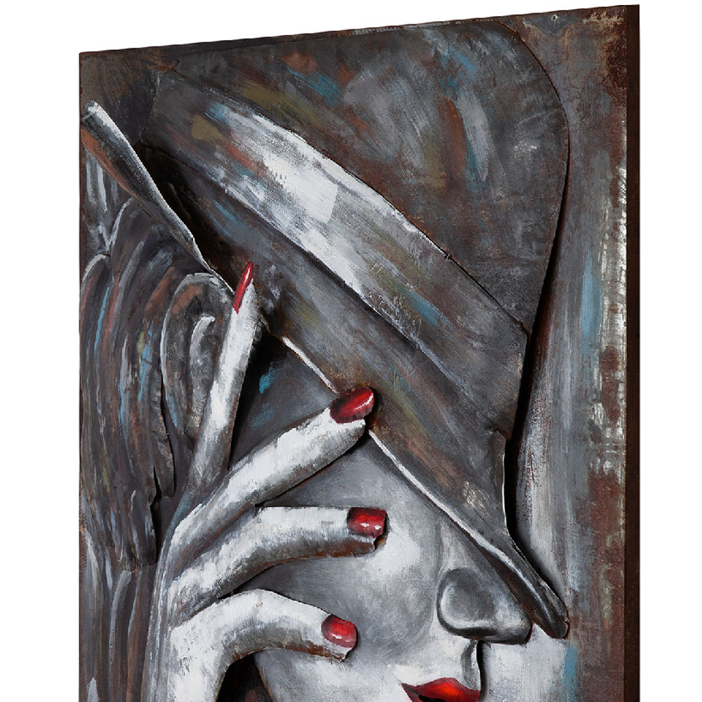 Omvara Metal Lady in the Shadow Wall Art in Brown and White