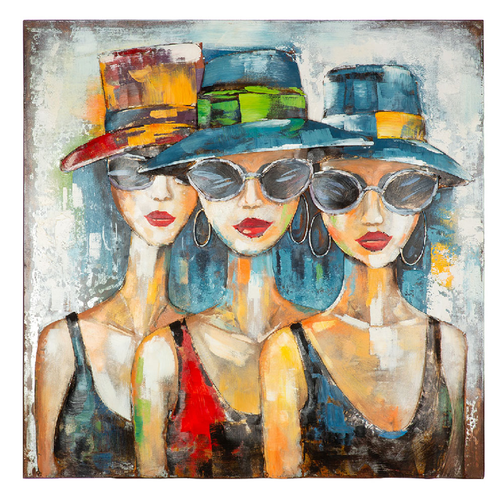 Omvara Metal Red Lips 3 Women Wall Art in Multicolour